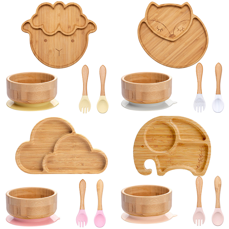 Baby Food Menu - 4 adet çocuk sofra emme plaka